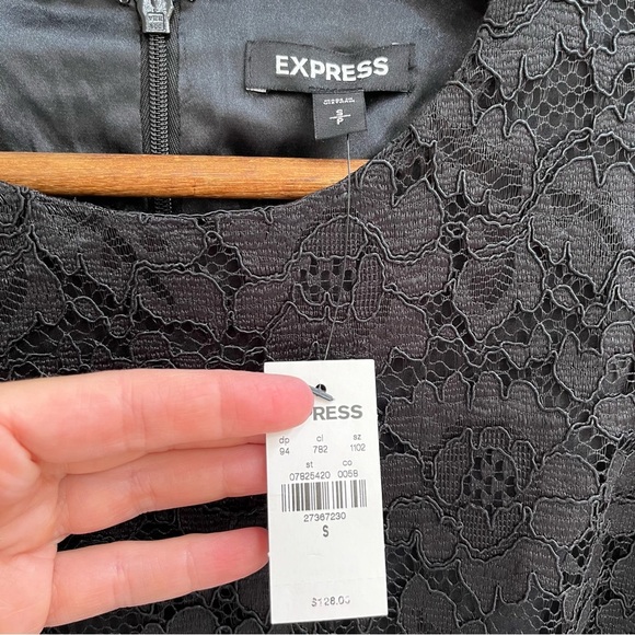 Express Lace Puff Sleeve Fit And Flare Dress Black Size Small - Picture 10 of 12